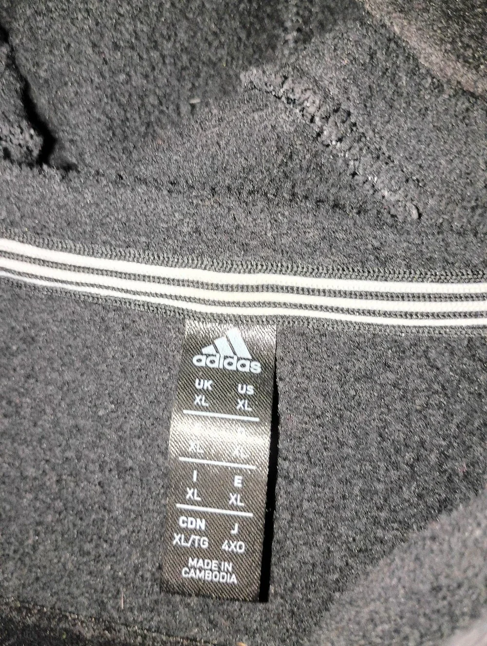 Mens Size XL adidas Black Hoodie with White Sleeve Text
